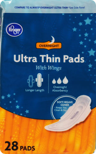 Kroger® Ultra Thin Overnight With Wings Pads Perspective: front
