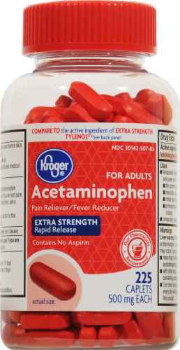 Kroger® Extra Strength Acetaminophen Rapid Release Caplets 500mg Perspective: front