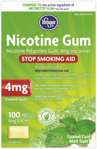 Kroger® Nicotine 4mg Coated Mint Gum Perspective: front