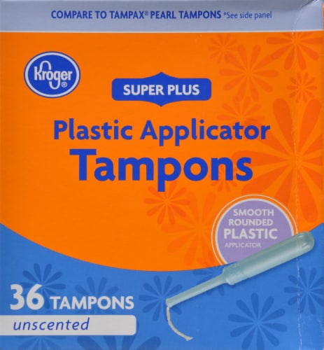 Kroger® Unscented Plastic Super Plus Tampons Perspective: front