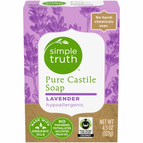 Simple Truth™ Pure Castile Bar Soap Lavender Scent with Hypoallergenic Formula Perspective: front