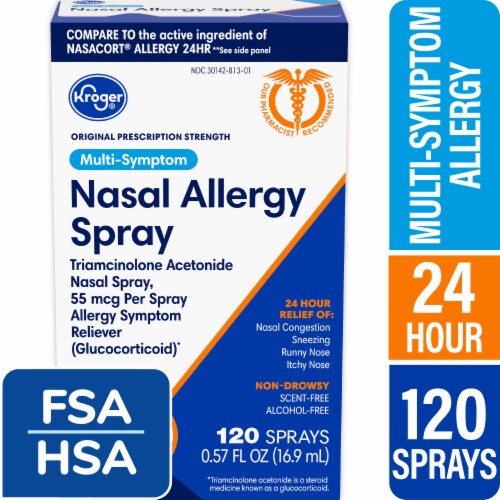 Kroger® Multi-Symptom Nasal Allergy Spray Triamcinolone Acetonide Perspective: front