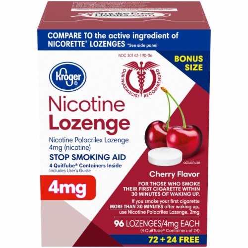 Kroger® Cherry Flavor Nicotine Lozenges 4mg Perspective: front