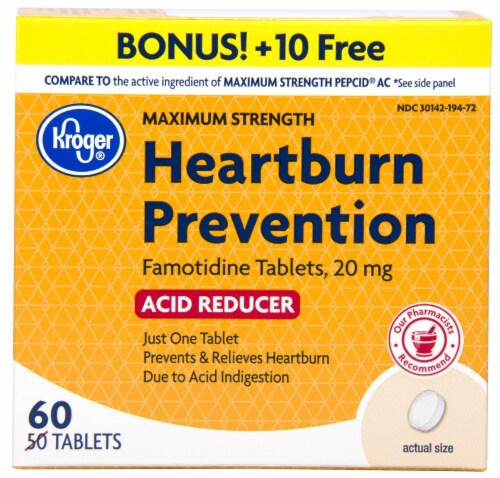 Kroger® Maximum Strength Acid Reducer Heartburn Prevention Tablets Perspective: front