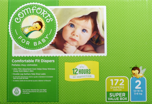 Comforts™ Day or Night Baby Diapers Size 2 (12-18 lbs) Perspective: front
