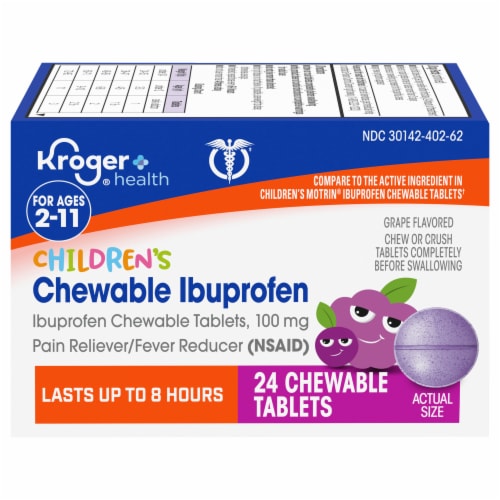 Kroger® Junior Strength Grape Ibuprofen Chewable Tablets Perspective: front
