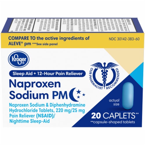 Kroger® Naproxen Sodium PM Pain Reliever Plus Sleep Aid Caplets Perspective: front