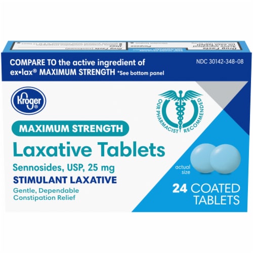 Kroger® Maximum Strength Laxative Tablets 25mg Perspective: front