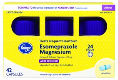 Kroger® Esomeprazole Magnesium Acid Reducer 24 Hour  Capsules Perspective: front