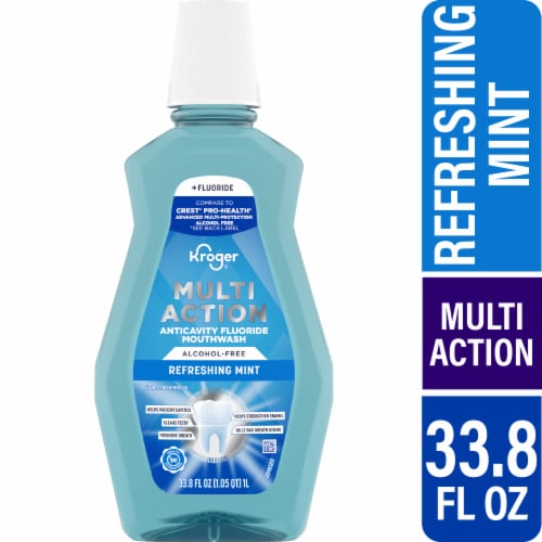 Kroger® Refreshing Mint Alcohol-Free Fluoride Mouthwash Perspective: front