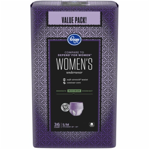 Kroger Adult Incontinence Underwear for Women Maximum Absorbency S/M, with  Odor & Leak Protection, 36 ct - Kroger