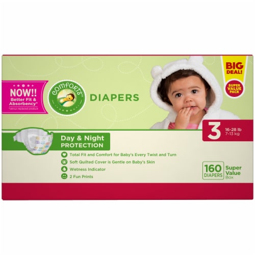 Comforts™ Day or Night Diapers Size 3 (16-28 lbs) BIG DEAL! Perspective: front