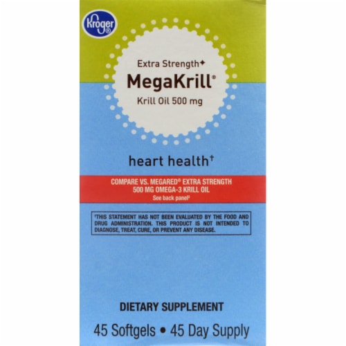 Kroger® Extra Strength MegaKrill Hearth Health 500mg Softgels Perspective: front
