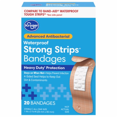 Kroger® Advanced Antibacterial Strong Strip Waterproof One Size Bandages Perspective: front