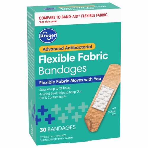 Kroger® Advanced Antibacterial 3/4 in x 3 in Fabric Bandages Perspective: front