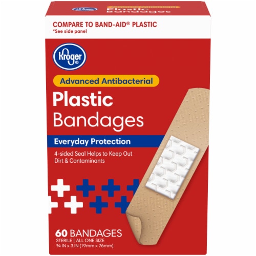 Kroger Antibacterial Plastic Bandages 3 4 in x 3 in One Size 60