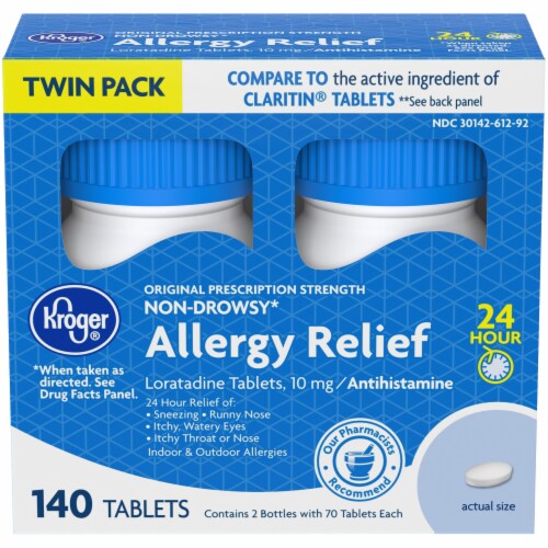 Kroger® Non-Drowsy 24 Hour Allergy Relief Tablets Twin Pack Perspective: front