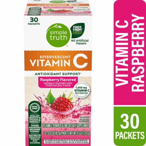 Simple Truth™ Raspberry Flavored Effervescent Vitamin C Powder Blend Packets Perspective: front
