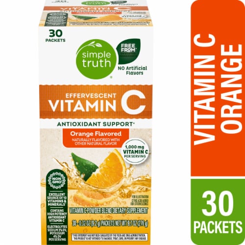 Simple Truth® Orange Flavored Effervescent Vitamin C Powder Packets Perspective: front
