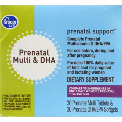 Kroger® Prenatal Multi & DHA Vitamin Tablets & Softgels Perspective: front