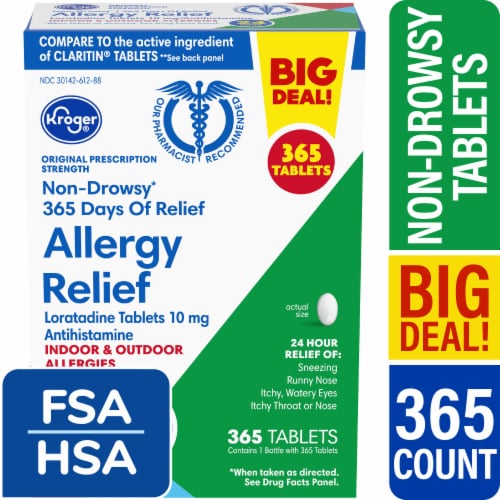 Kroger® 24 hr Allergy Relief Tablets 10 mg BIG Deal! Perspective: front