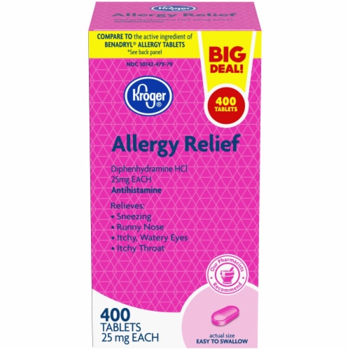 Kroger® Allergy Relief Antihistamine Tablets 25mg Perspective: front