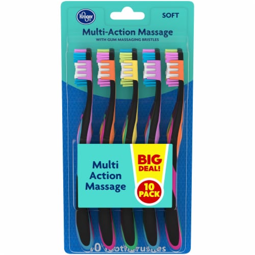 Kroger® Multi-Action Massage Soft Manual Toothbrushes Perspective: front