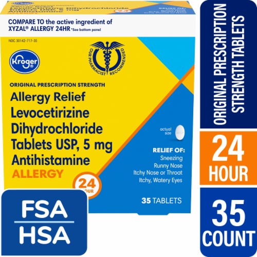 Kroger® Allergy Relief Tablets Levocetirizine Dihydrochloride Perspective: front