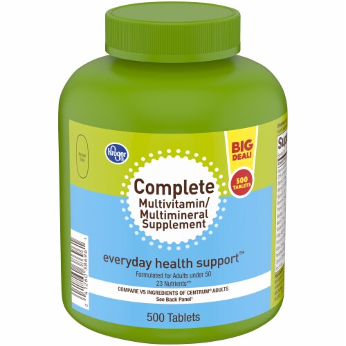 Kroger® Complete Multivitamin/Multimineral Supplement Tablets Bottle Perspective: front