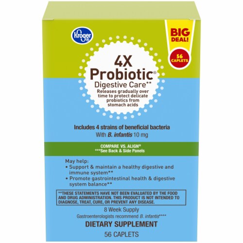 Kroger® 4X Probiotic® Digestive Care Caplets 10mg Perspective: front