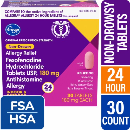 Kroger® Allergy Relief Non-Drowsy Tablets Fexofenadine HCl Perspective: front
