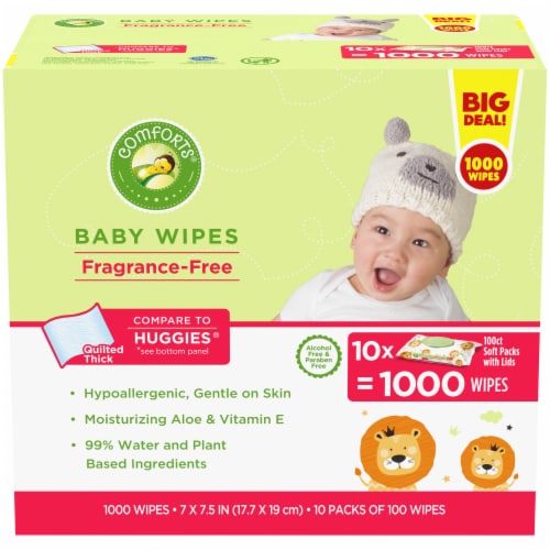 Comforts® Fragrance-Free Baby Wipes Flip-Top Packs Perspective: front