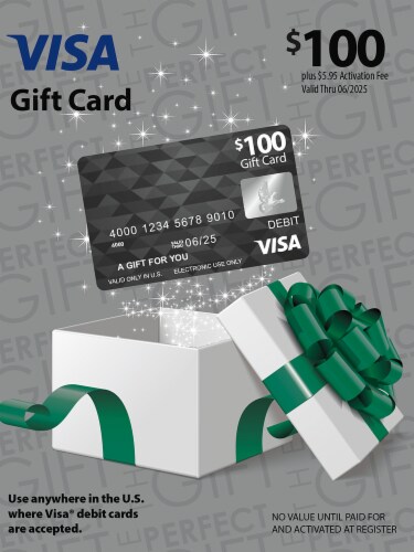 Visa $100 Gift Card ($5.95 activation fee) Perspective: front