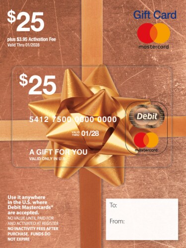 Mastercard $25 Gift Card ($3.95 activation fee) Perspective: front