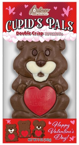 Palmer Cupid's Pals Double Crisp Chocolate Valentine Bear Candy Perspective: front