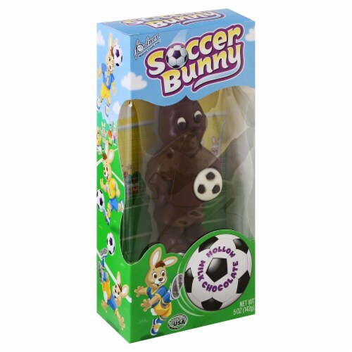 Palmer Hollow Milk Chocolate Soccer Bunny Perspective: front