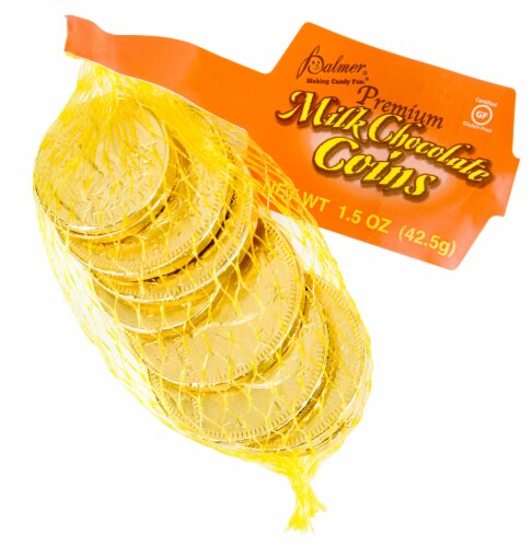 Palmer® Mesh Milk Chocolate Gold Coins Holiday Candy Perspective: front