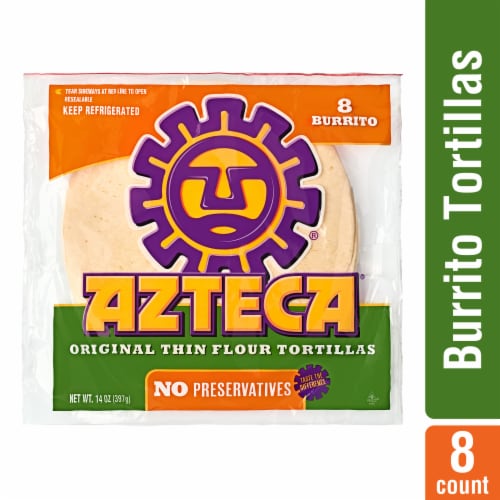 Azteca® Original Thin Burrito-Size Flour Tortillas Perspective: front