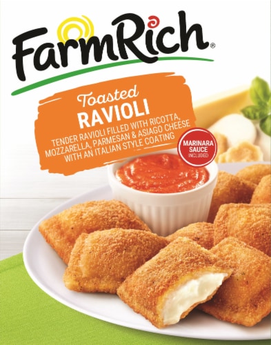Farm Rich Toasted Ravioli with Marinara Sauce, Frozen Appetizer Perspective: front