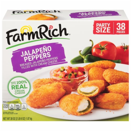 Farm Rich Breaded Cream Cheese Filled Jalapeno Peppers 38 Count Perspective: front