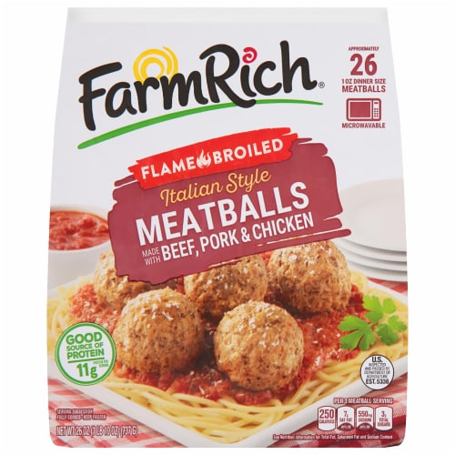 Farm Rich® Flame Broiled Italian Style Beef Pork & Chicken Frozen Meatballs Perspective: front