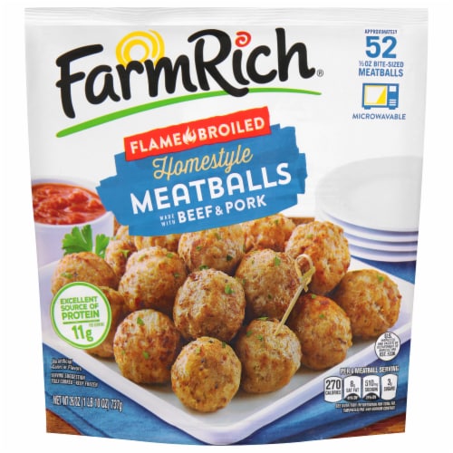 Farm Rich® Flmae Broiled Homestyle Beef & Pork Frozen Meatballs Perspective: front
