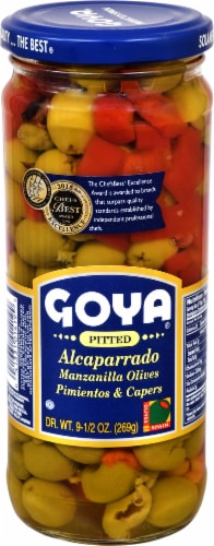 Goya Pitted Alcaparrado Olives Pimientos & Capers Perspective: front