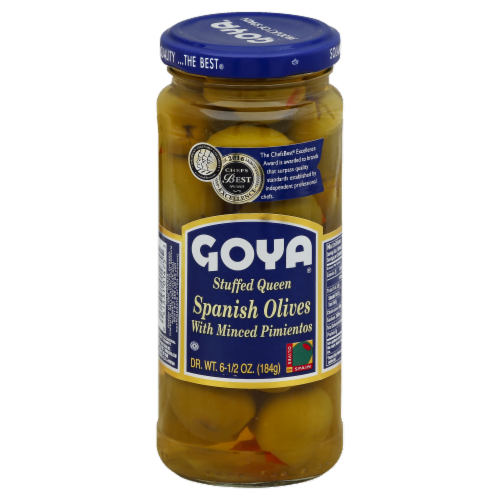 Goya Stuffed Queen Spanish Olives With Minced Pimientos Perspective: front