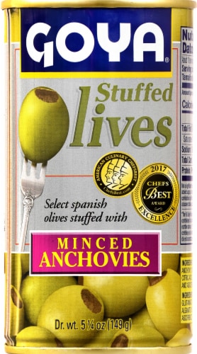 Goya Minced Anchovies Stuffed Olives Perspective: front