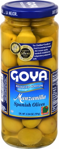 Goya Reduced Sodium Manzanilla Spanish Olives Perspective: front