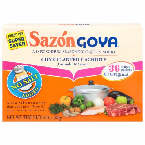 Sazon Goya® Low Sodium Coriander & Annatto Seasoning Perspective: front