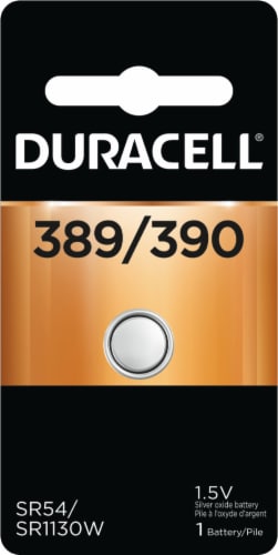 Duracell 389/390 Silver Oxide Button Battery Perspective: front
