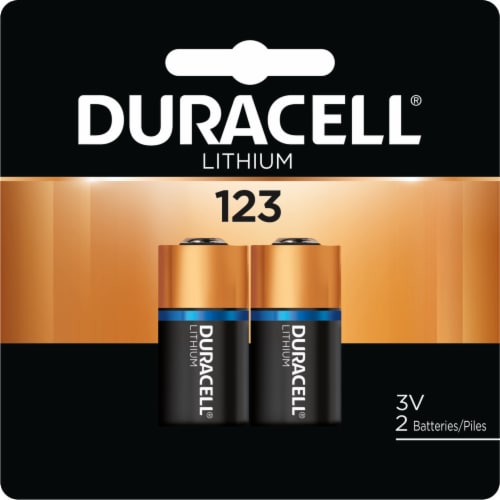 Duracell® 123 Lithium Batteries Perspective: front