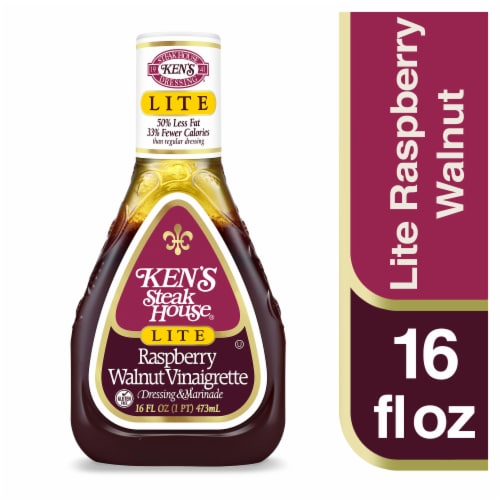 Ken's Steak House Lite Raspberry Walnut Vinaigrette Salad Dressing & Marinade Perspective: front